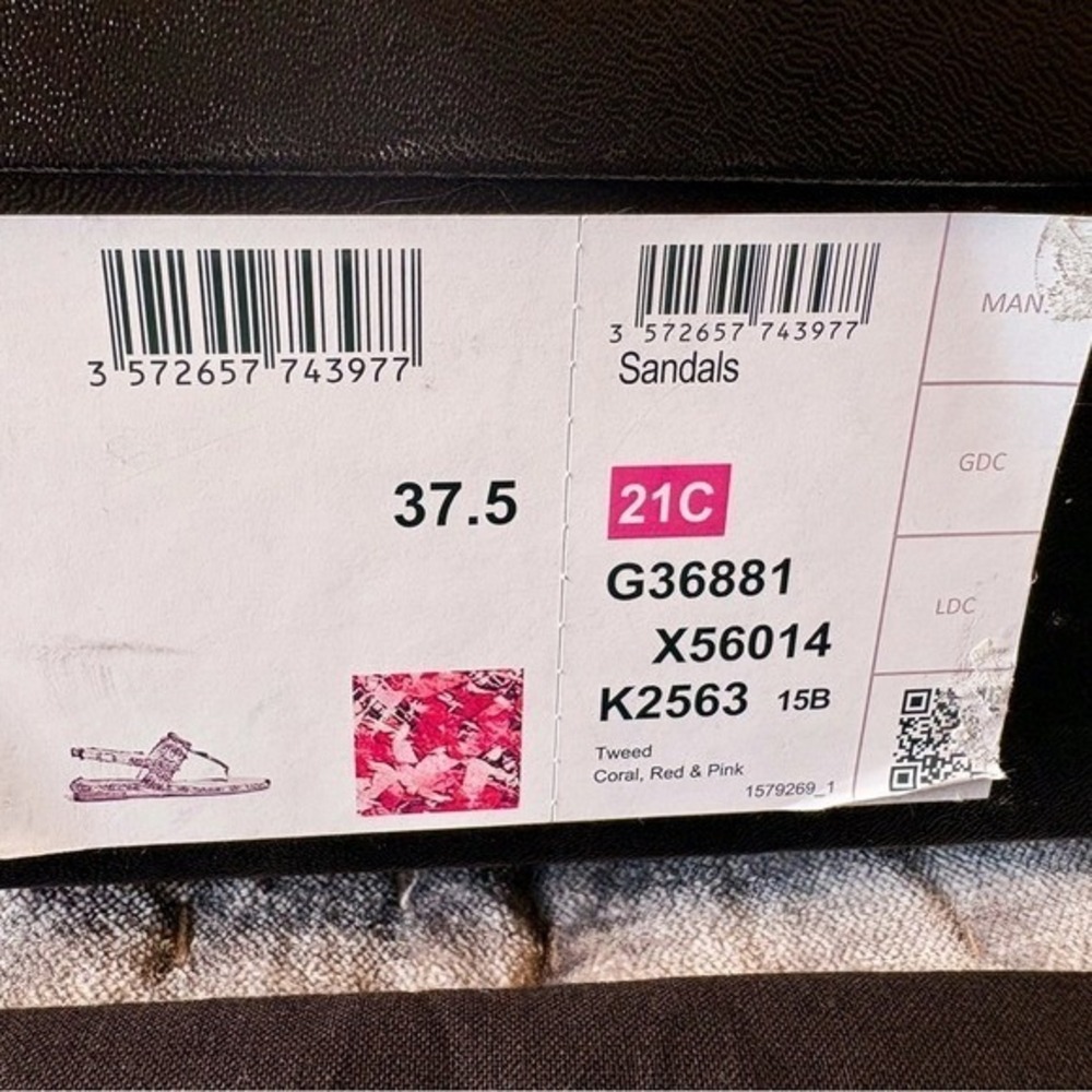 CHANEL Pink Tweed Sandals • Gold CC Logo • Size 37.5 EU • US Size Worn 1X w/ Box - Picture 15 of 15